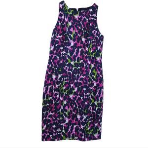 Helene Berman London Sheath Dress Size 2 Abstract Print, Sleeveless Career Dress